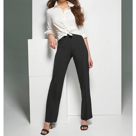 Calvin Klein Women's Zippered Straight Leg Pants Black Size 4